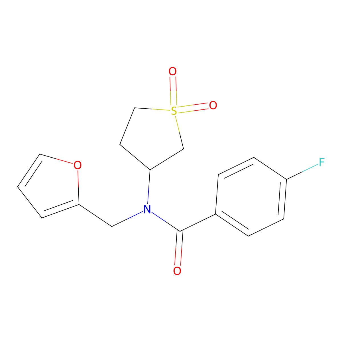 N-(1,1-dioxidotetrahydrothiophen-3-yl)-4-fluoro-N-(furan-2-ylmethyl)benzamide molecular structure, CAS 838895-10-6