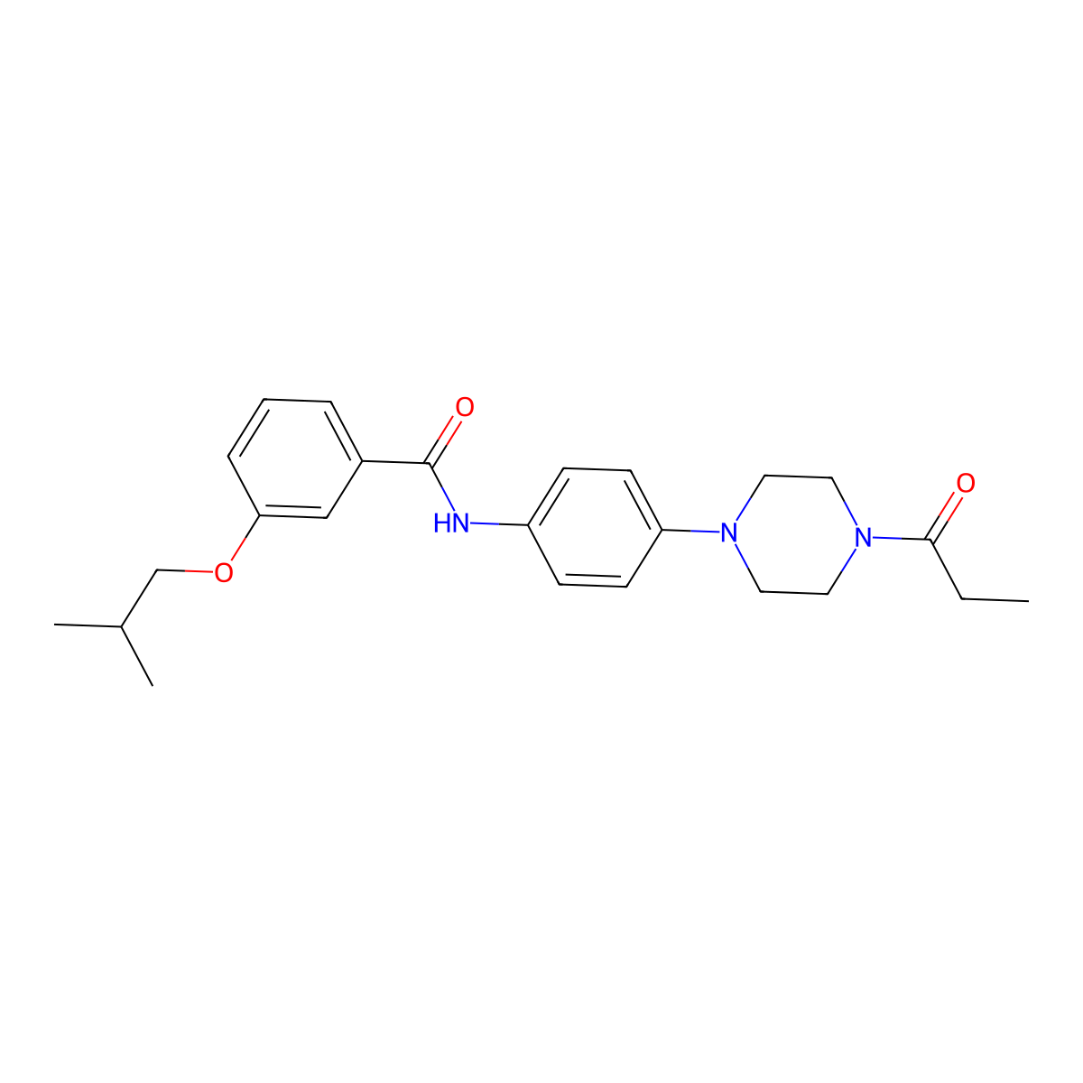 3-(2-methylpropoxy)-N-[4-(4-propanoylpiperazin-1-yl)phenyl]benzamide molecular structure, CAS 838895-23-1