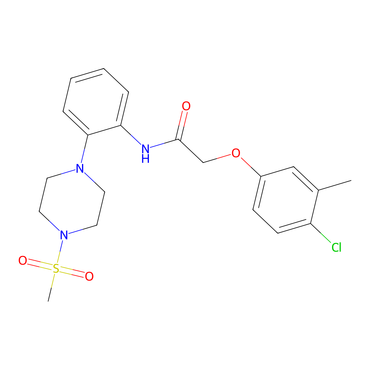2-(4-chloro-3-methylphenoxy)-N-[2-(4-methylsulfonylpiperazin-1-yl)phenyl]acetamide molecular structure, CAS 838895-44-6