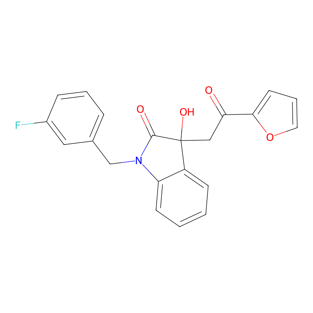 1-(3-fluorobenzyl)-3-[2-(furan-2-yl)-2-oxoethyl]-3-hydroxy-1,3-dihydro-2H-indol-2-one molecular structure, CAS 838895-48-0