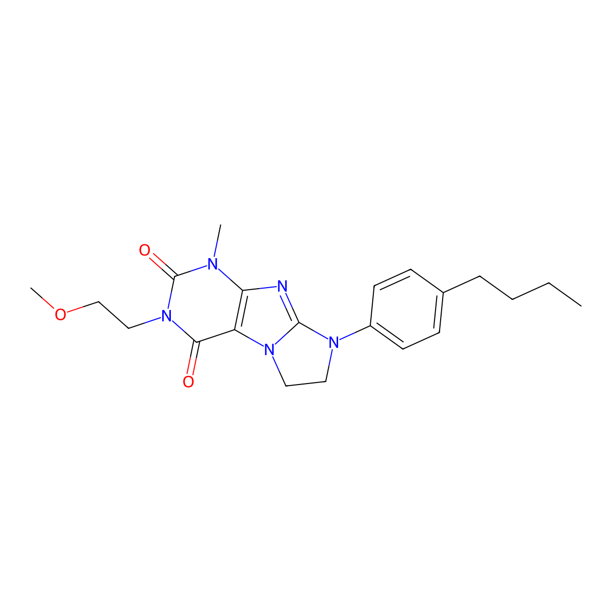 6-(4-Butylphenyl)-2-(2-methoxyethyl)-4-methyl-7,8-dihydropurino[7,8-a]imidazole-1,3-dione molecular structure, CAS 838895-61-7