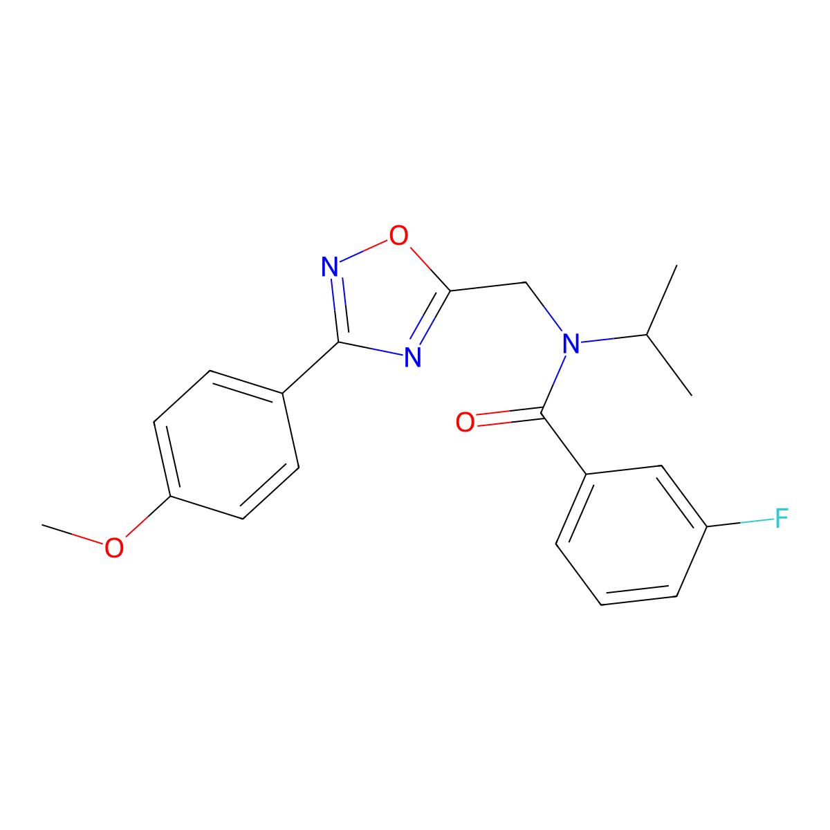 3-fluoro-N-[[3-(4-methoxyphenyl)-1,2,4-oxadiazol-5-yl]methyl]-N-propan-2-ylbenzamide molecular structure, CAS 838895-66-2