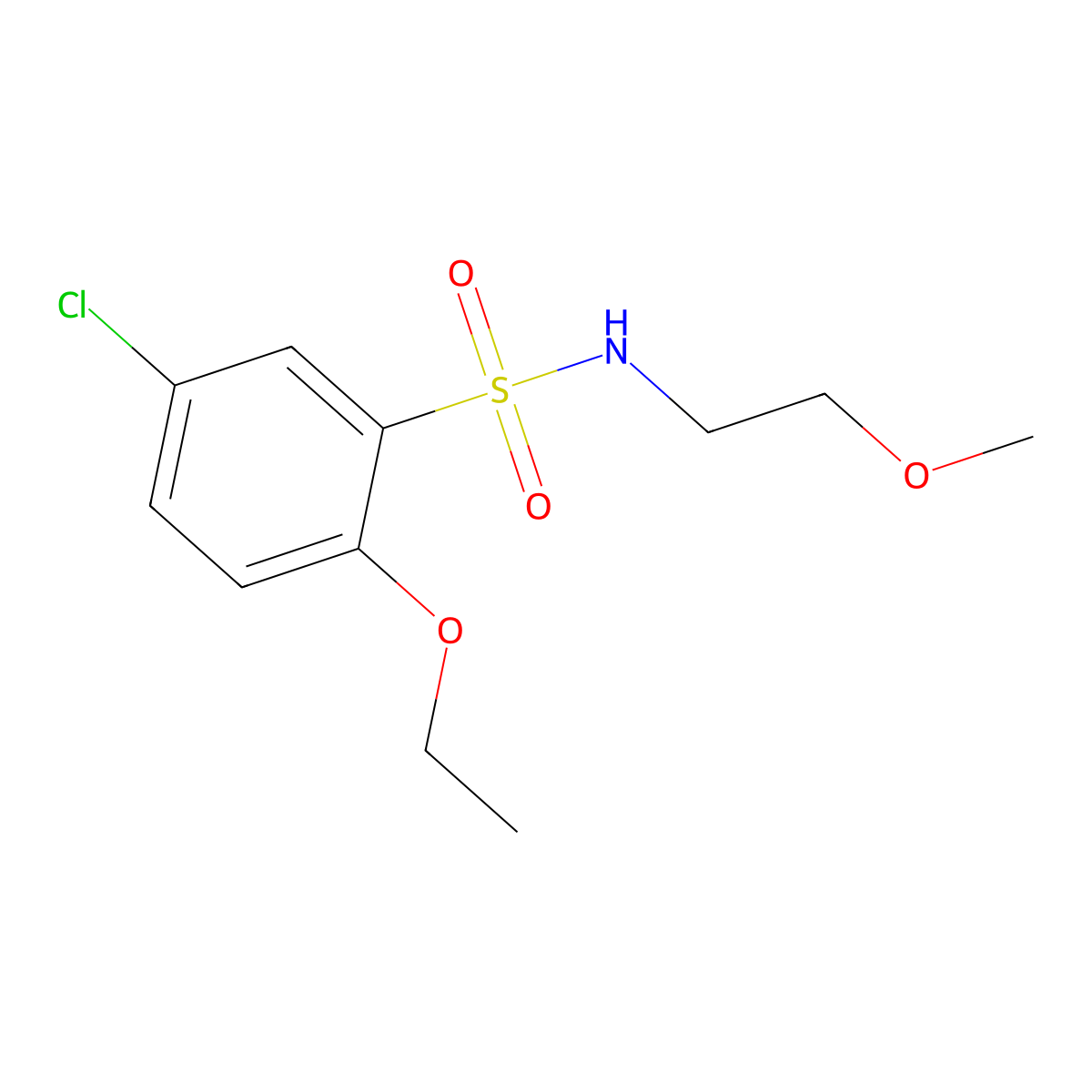 5-chloro-2-ethoxy-N-(2-methoxyethyl)benzenesulfonamide molecular structure, CAS 838895-67-3