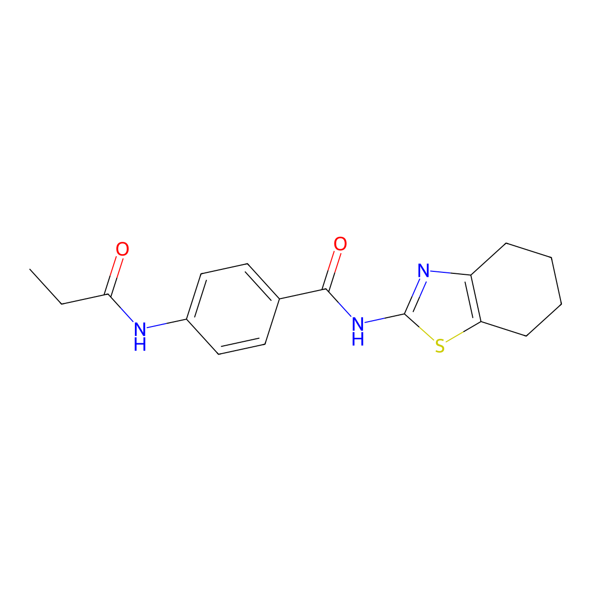 4-(propanoylamino)-N-(4,5,6,7-tetrahydro-1,3-benzothiazol-2-yl)benzamide molecular structure, CAS 838895-99-1