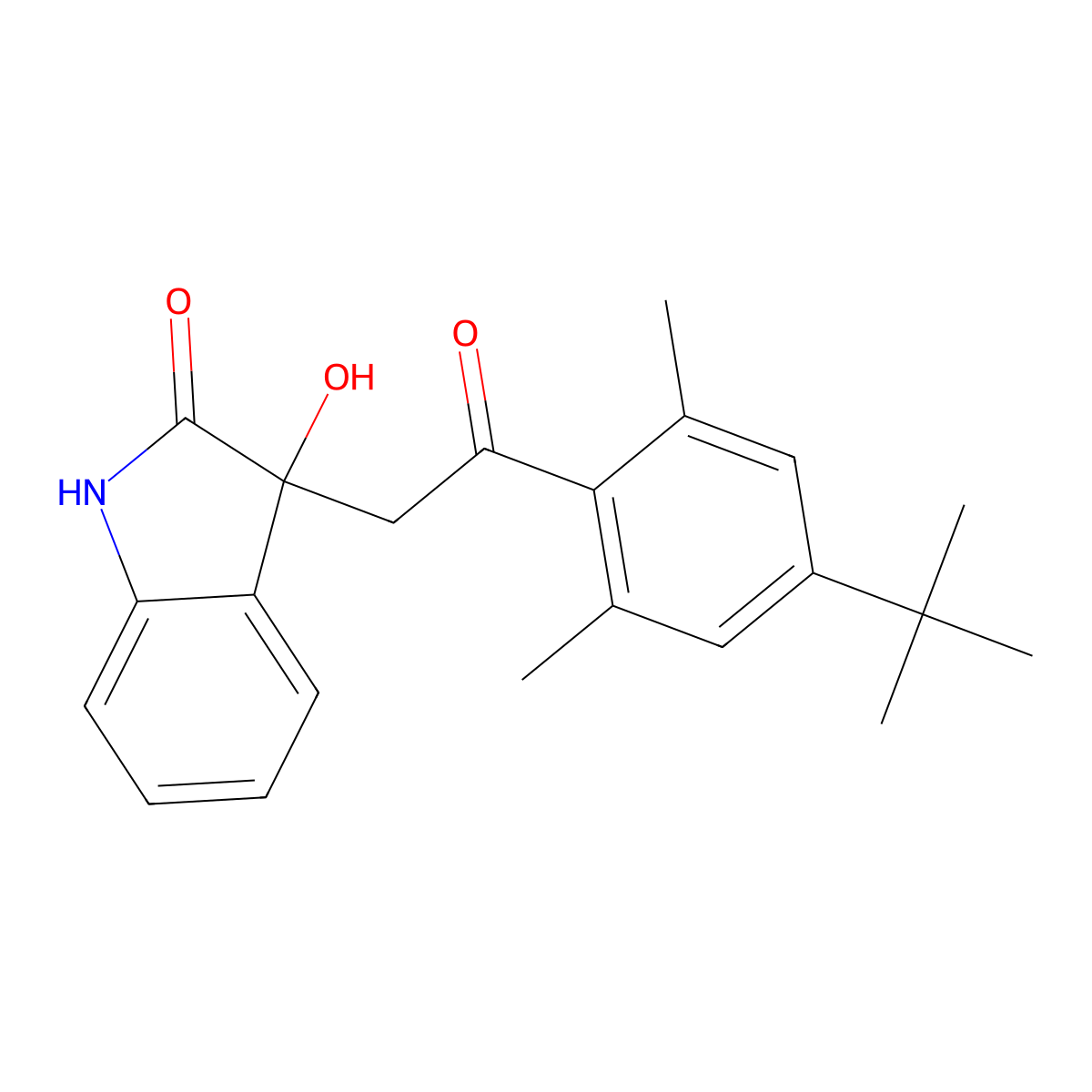 3-[2-(4-tert-butyl-2,6-dimethylphenyl)-2-oxoethyl]-3-hydroxy-1,3-dihydro-2H-indol-2-one molecular structure, CAS 838896-00-7