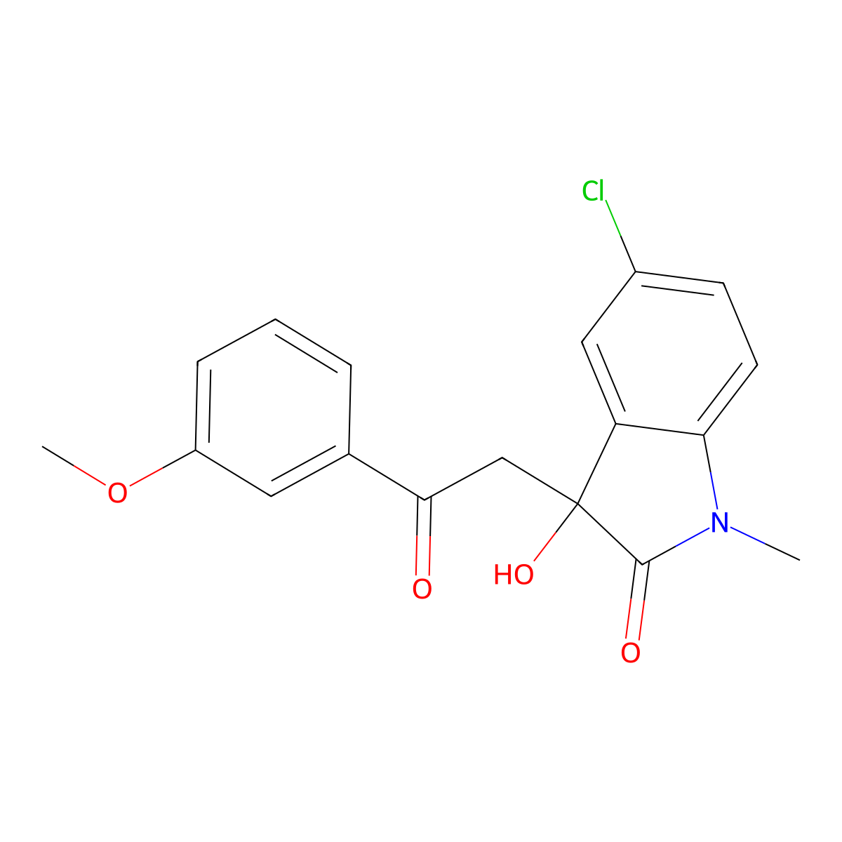 5-chloro-3-hydroxy-3-[2-(3-methoxyphenyl)-2-oxoethyl]-1-methyl-1,3-dihydro-2H-indol-2-one molecular structure, CAS 838896-04-1