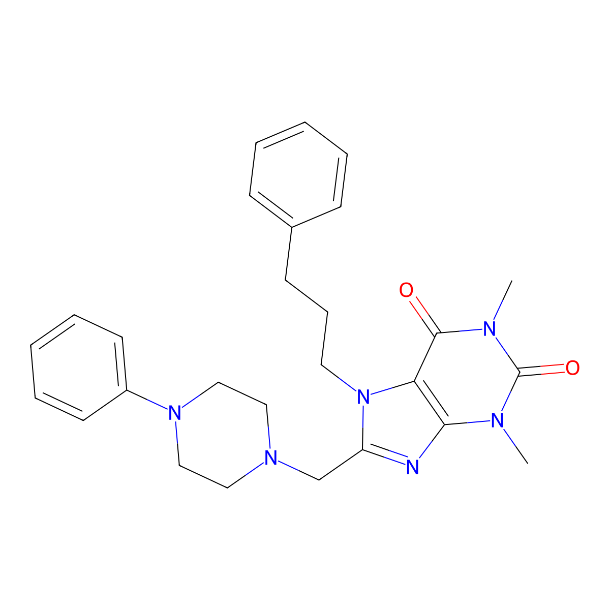 1,3-Dimethyl-8-[(4-phenylpiperazin-1-yl)methyl]-7-(3-phenylpropyl)purine-2,6-dione molecular structure, CAS 838896-05-2
