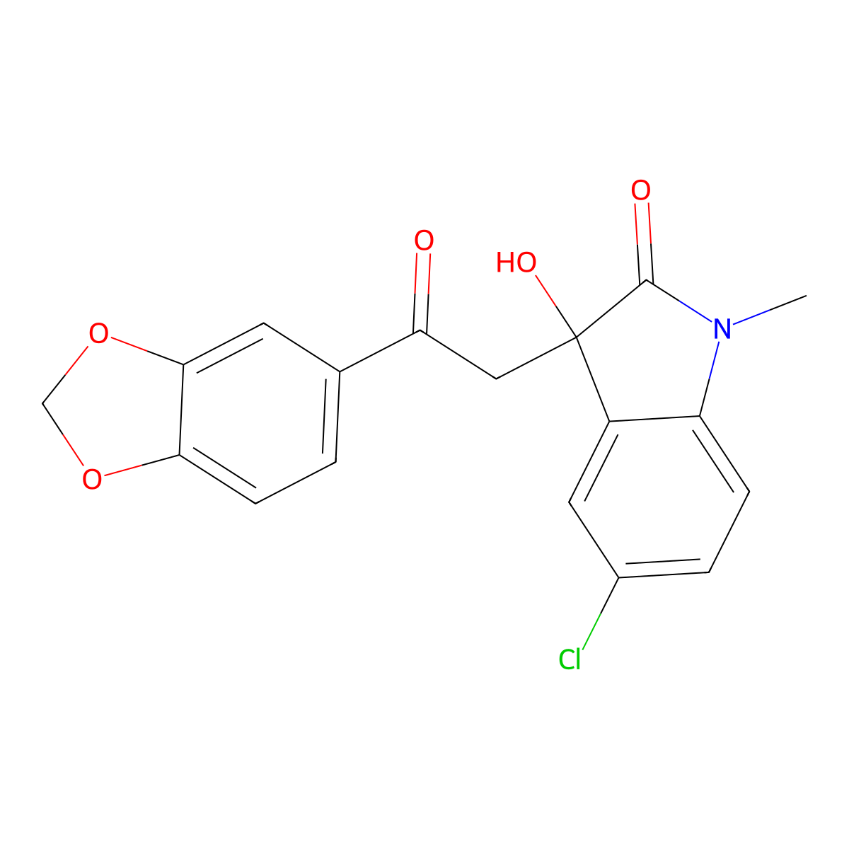 3-[2-(1,3-Benzodioxol-5-yl)-2-oxoethyl]-5-chloro-3-hydroxy-1-methylindol-2-one molecular structure, CAS 838896-11-0