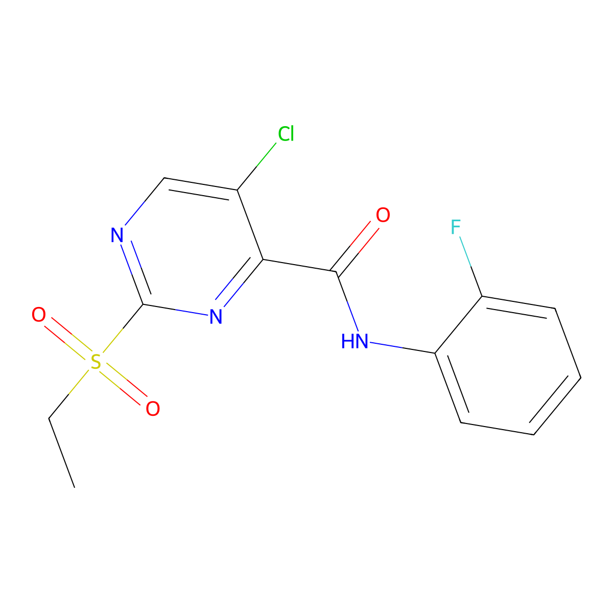 5-chloro-2-ethylsulfonyl-N-(2-fluorophenyl)pyrimidine-4-carboxamide molecular structure, CAS 838896-24-5