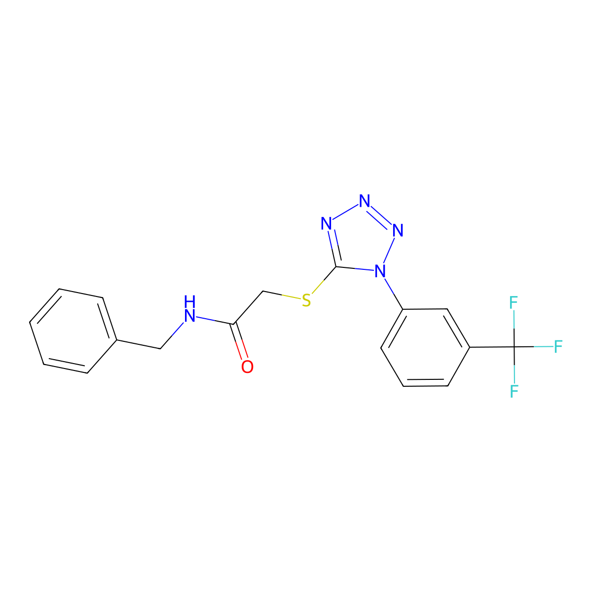 N-benzyl-2-[1-[3-(trifluoromethyl)phenyl]tetrazol-5-yl]sulfanylacetamide molecular structure, CAS 838896-46-1