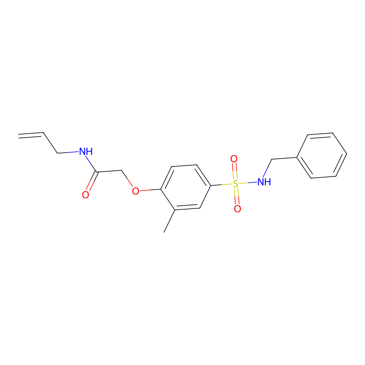 2-[4-(benzylsulfamoyl)-2-methylphenoxy]-N-prop-2-enylacetamide molecular structure, CAS 838896-49-4