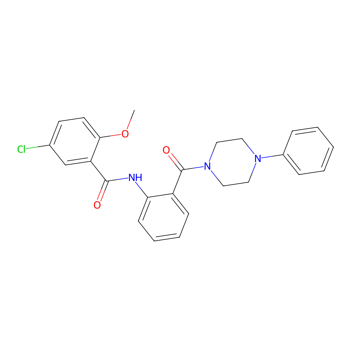 5-chloro-2-methoxy-N-[2-(4-phenylpiperazine-1-carbonyl)phenyl]benzamide molecular structure, CAS 838896-56-3