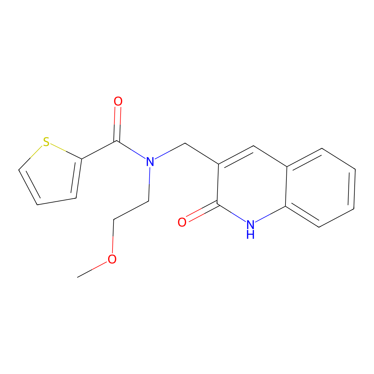 N-(2-methoxyethyl)-N-[(2-oxo-1H-quinolin-3-yl)methyl]thiophene-2-carboxamide molecular structure, CAS 838896-69-8