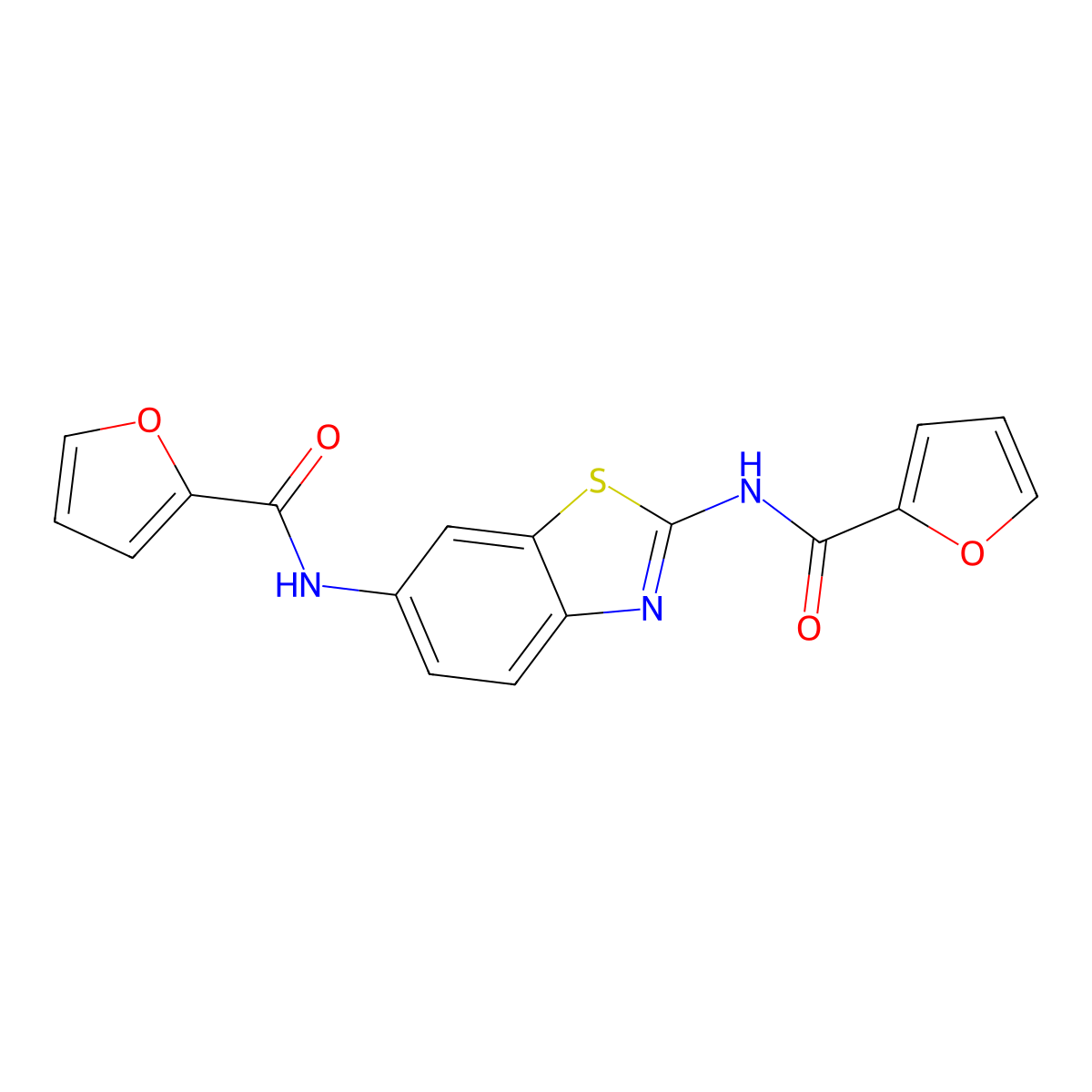 N-[2-(furan-2-carbonylamino)-1,3-benzothiazol-6-yl]furan-2-carboxamide molecular structure, CAS 838896-71-2