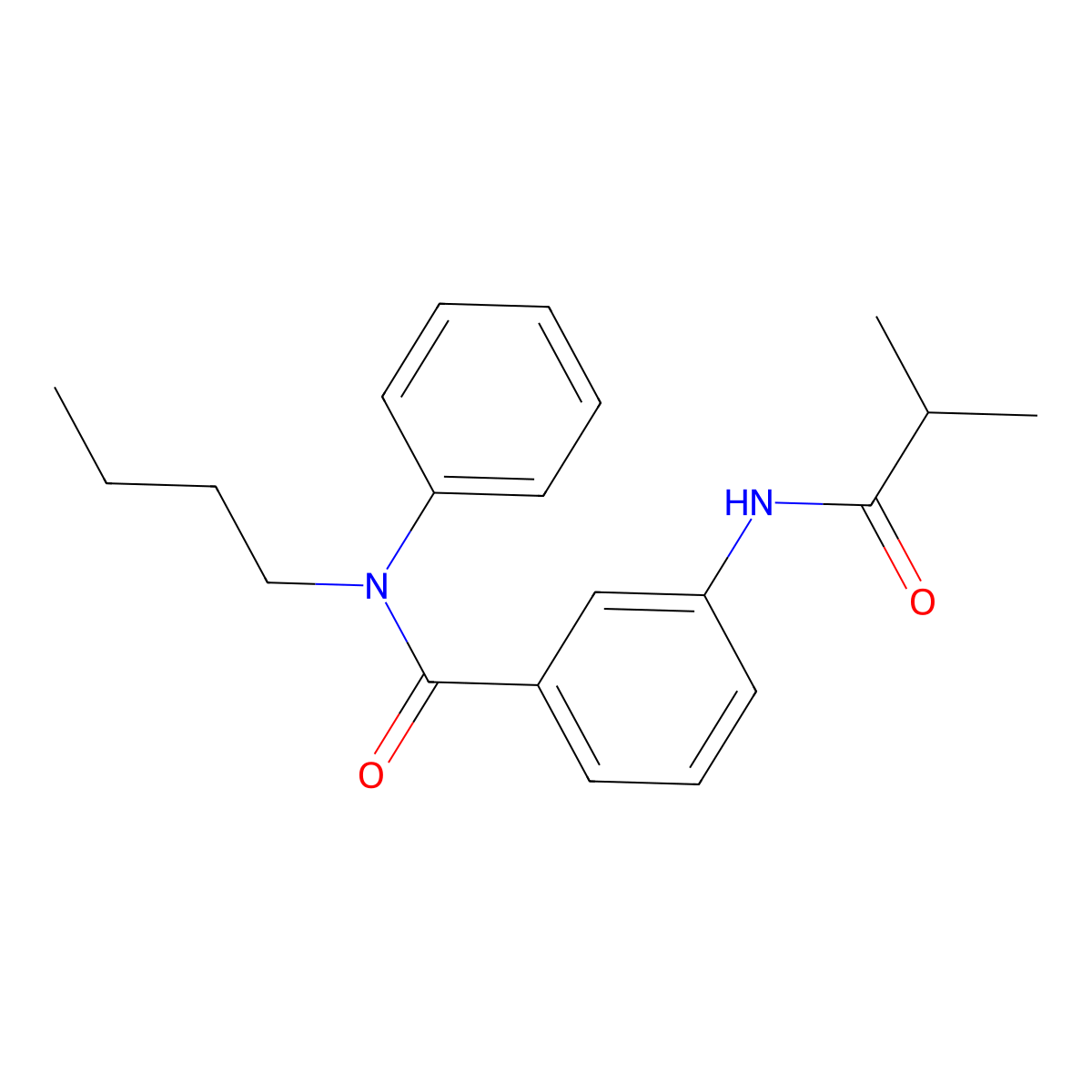 N-butyl-3-(2-methylpropanoylamino)-N-phenylbenzamide molecular structure, CAS 838896-78-9