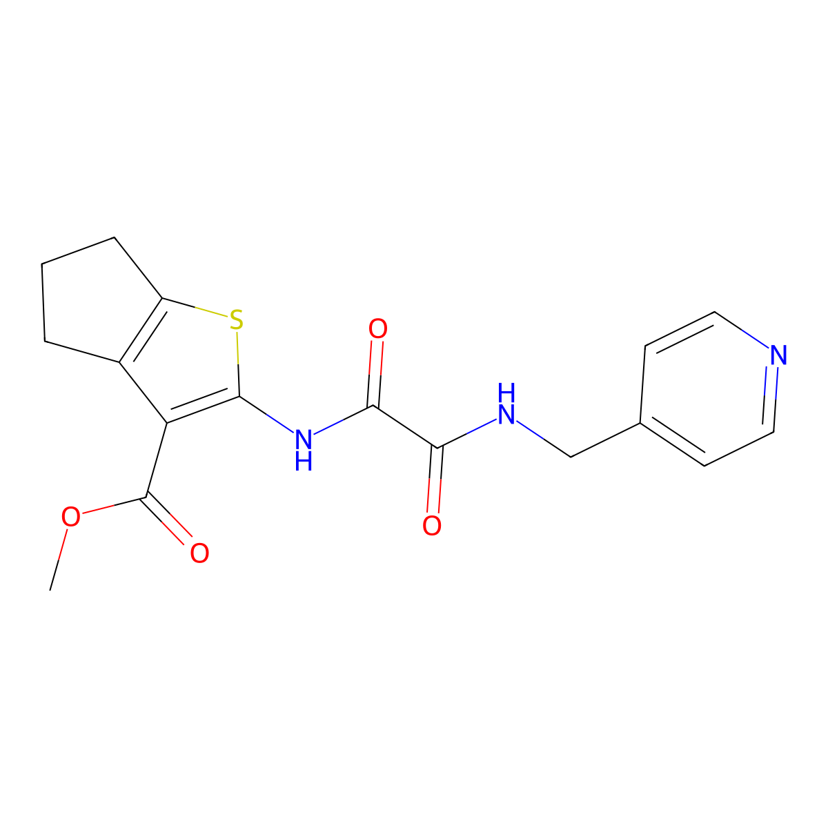 methyl 2-[[2-oxo-2-(pyridin-4-ylmethylamino)acetyl]amino]-5,6-dihydro-4H-cyclopenta[b]thiophene-3-carboxylate molecular structure, CAS 838896-86-9
