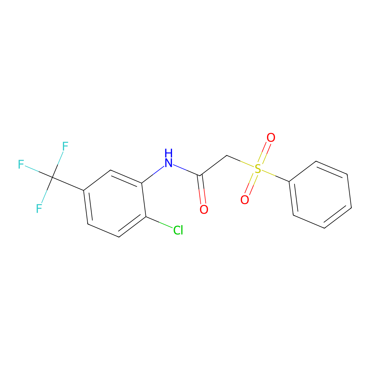 N-[2-chloro-5-(trifluoromethyl)phenyl]-2-(phenylsulfonyl)acetamide molecular structure, CAS 838897-06-6
