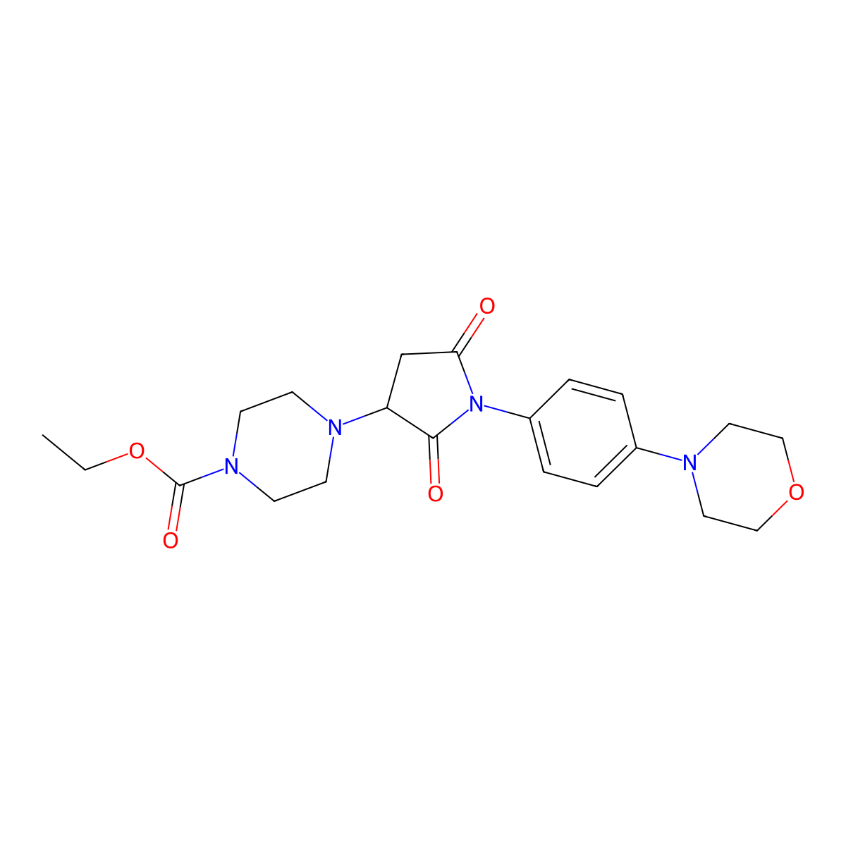 Ethyl 4-(1-(4-morpholinophenyl)-2,5-dioxopyrrolidin-3-yl)piperazine-1-carboxylate molecular structure, CAS 838897-15-7
