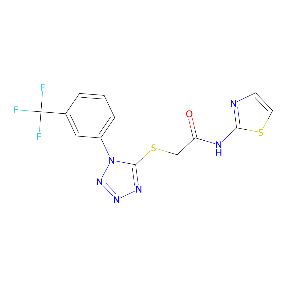 N-(1,3-thiazol-2-yl)-2-[1-[3-(trifluoromethyl)phenyl]tetrazol-5-yl]sulfanylacetamide molecular structure, CAS 838897-17-9