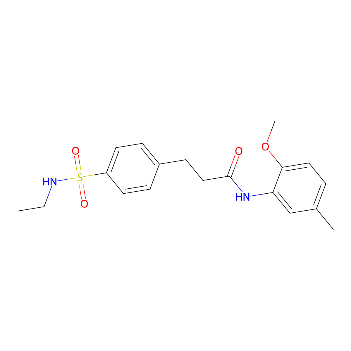 3-[4-(ethylsulfamoyl)phenyl]-N-(2-methoxy-5-methylphenyl)propanamide molecular structure, CAS 838897-26-0