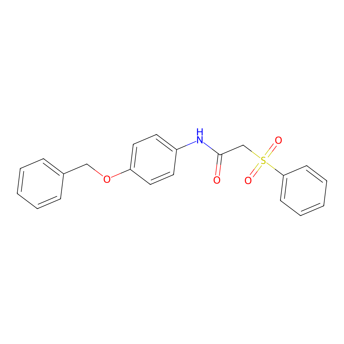 2-(benzenesulfonyl)-N-(4-phenylmethoxyphenyl)acetamide molecular structure, CAS 838897-27-1