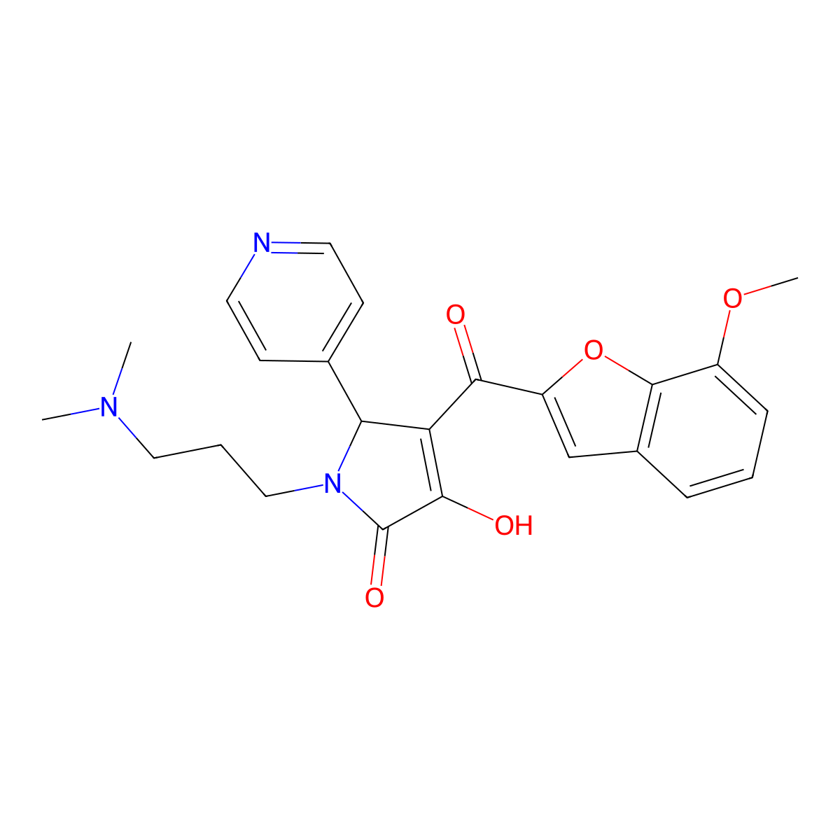 1-(3-(dimethylamino)propyl)-3-hydroxy-4-(7-methoxybenzofuran-2-carbonyl)-5-(pyridin-4-yl)-1H-pyrrol-2(5H)-one molecular structure, CAS 838897-35-1