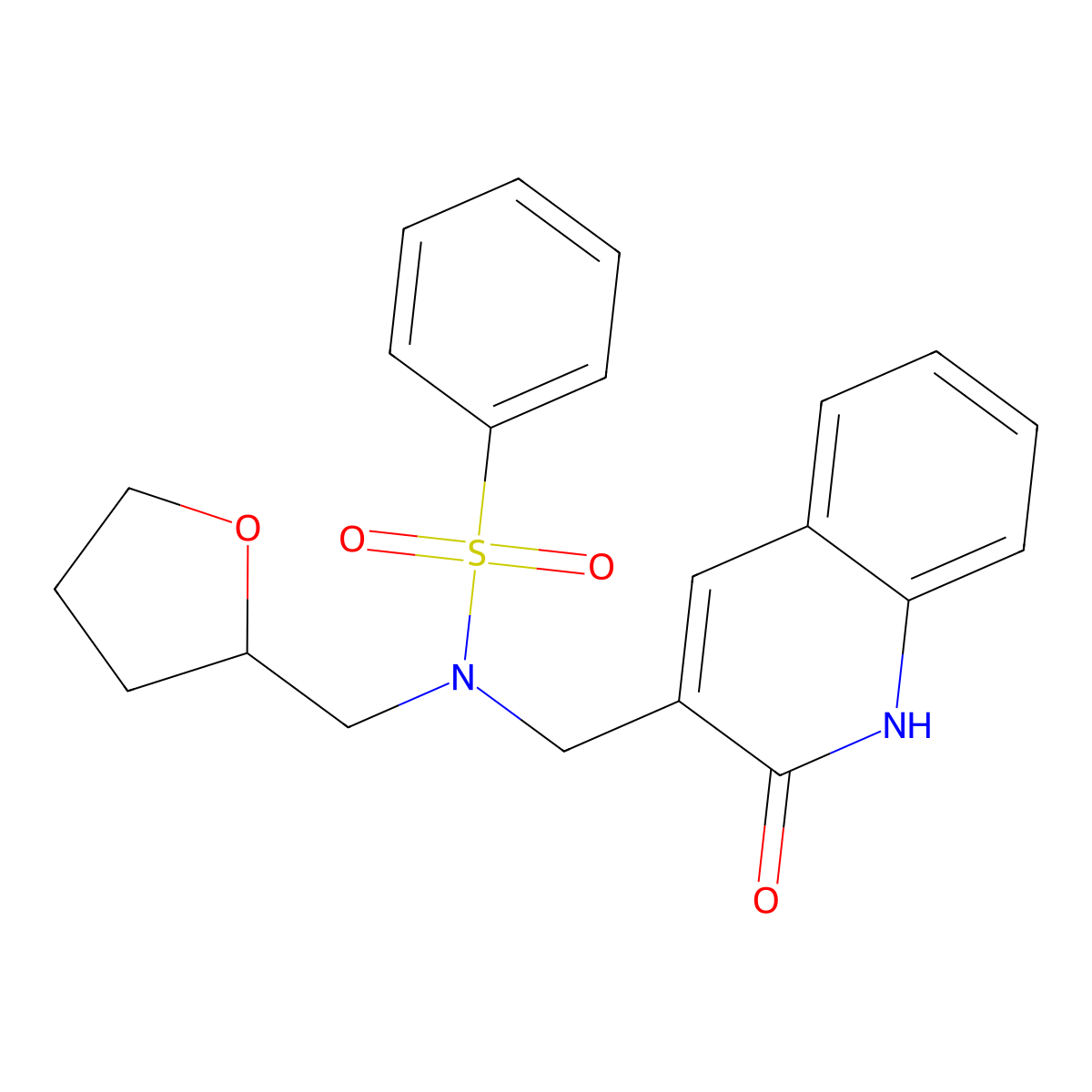 N-(oxolan-2-ylmethyl)-N-[(2-oxo-1H-quinolin-3-yl)methyl]benzenesulfonamide molecular structure, CAS 838897-43-1