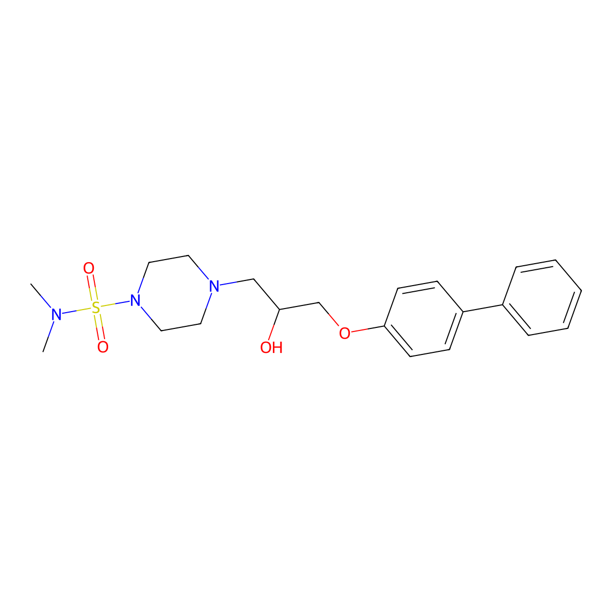 ({4-[2-Hydroxy-3-(4-phenylphenoxy)propyl]piperazinyl}sulfonyl)dimethylamine molecular structure, CAS 838897-48-6