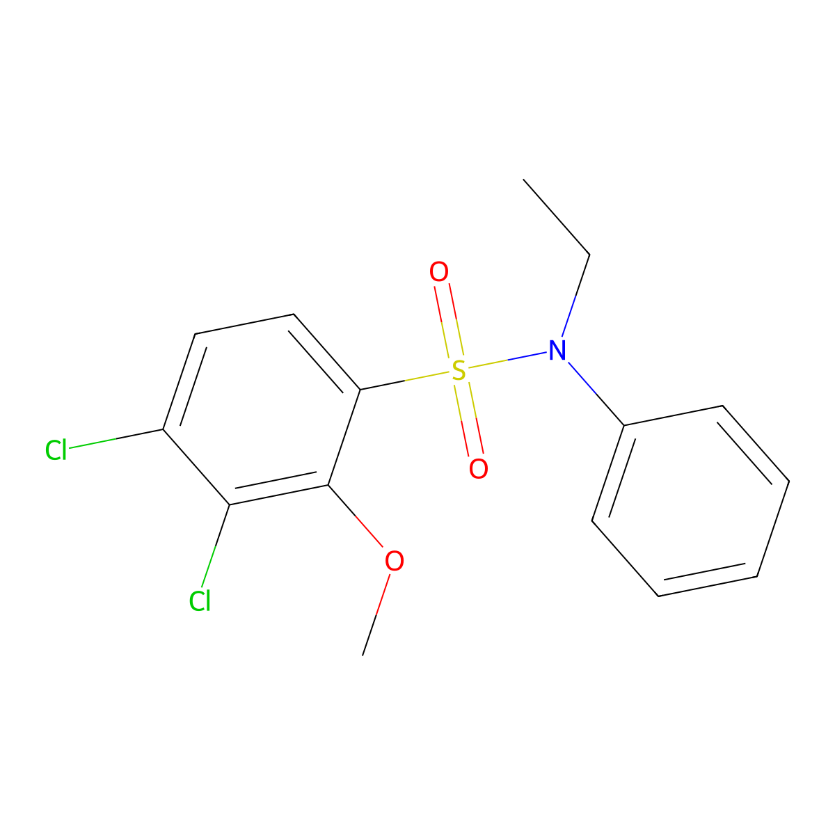 3,4-dichloro-N-ethyl-2-methoxy-N-phenylbenzene-1-sulfonamide molecular structure, CAS 838897-50-0