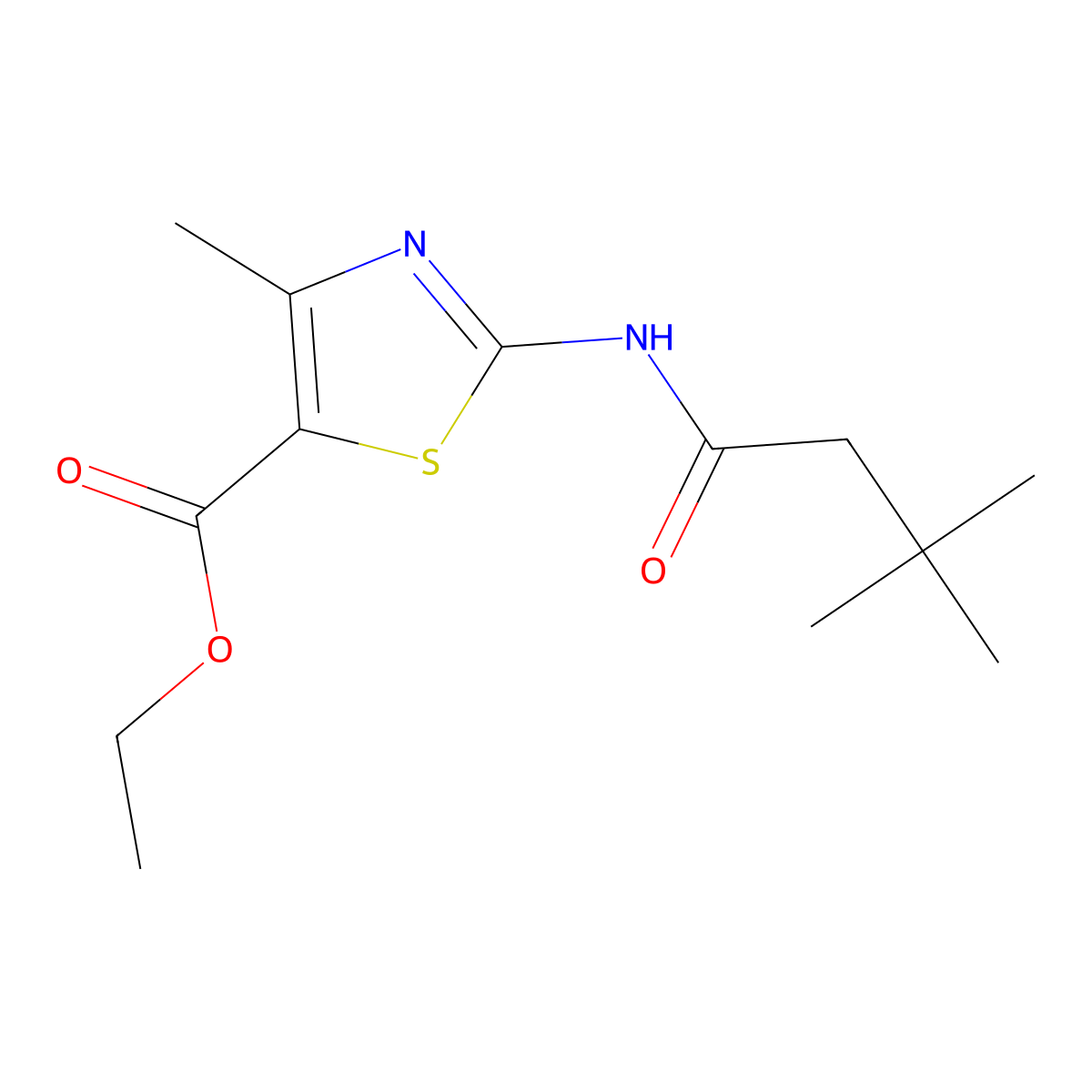 Ethyl 2-(3,3-dimethylbutanoylamino)-4-methyl-1,3-thiazole-5-carboxylate molecular structure, CAS 838897-66-8