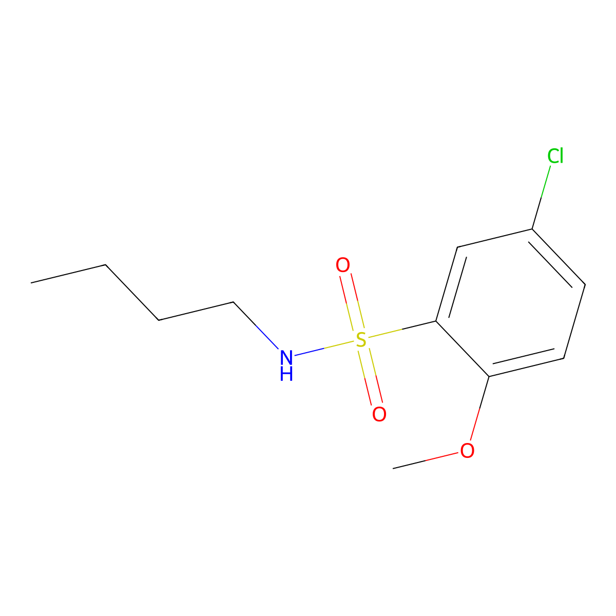 N-butyl-5-chloro-2-methoxybenzenesulfonamide molecular structure, CAS 838897-71-5