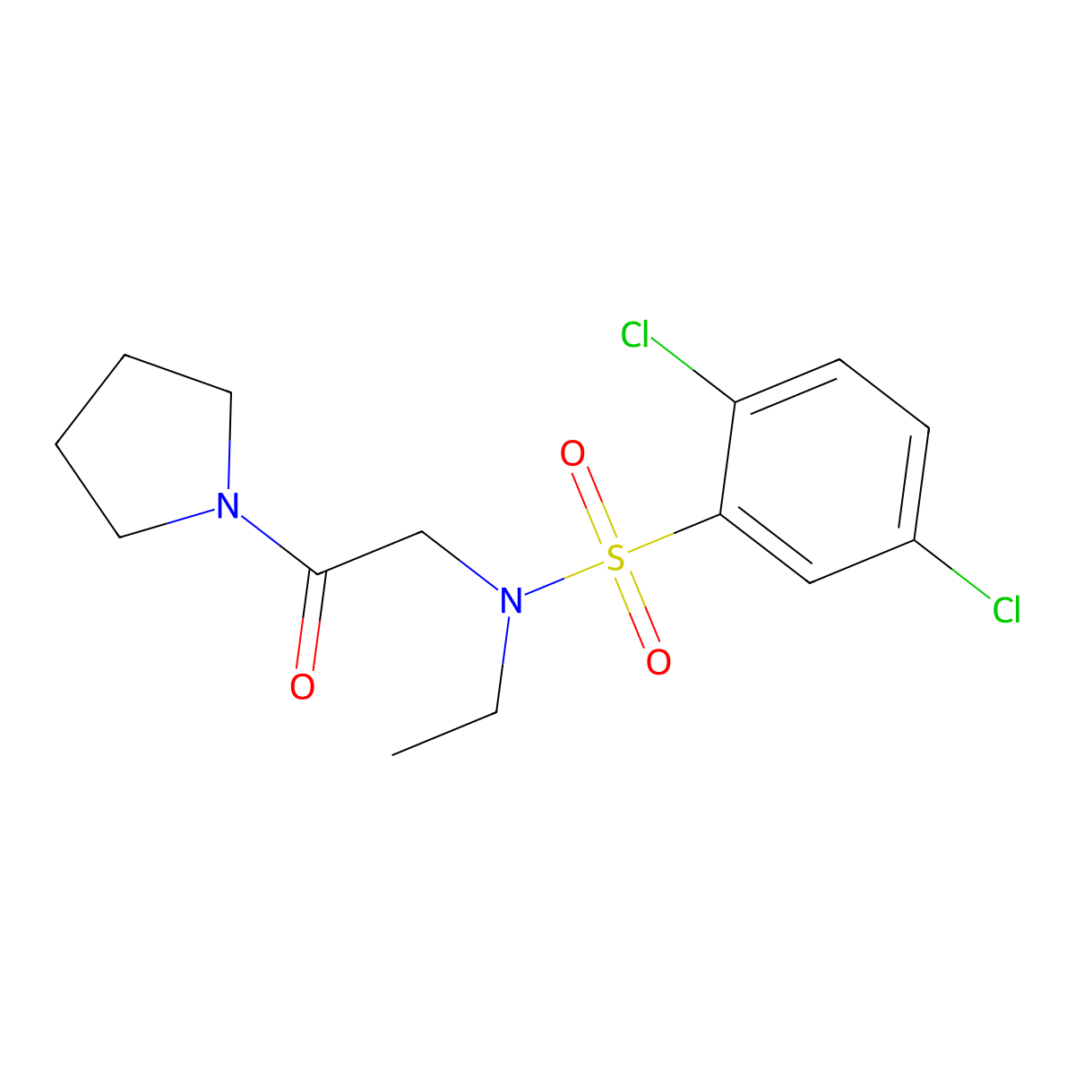 2,5-dichloro-N-ethyl-N-(2-oxo-2-pyrrolidin-1-ylethyl)benzenesulfonamide molecular structure, CAS 838897-93-1