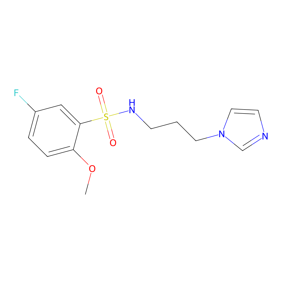 5-fluoro-N-(3-imidazol-1-ylpropyl)-2-methoxybenzenesulfonamide molecular structure, CAS 838898-00-3