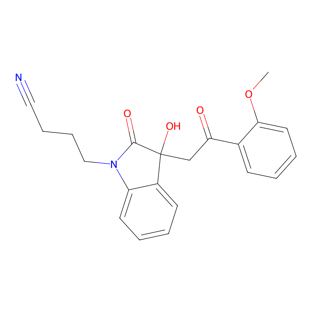 4-[3-Hydroxy-3-[2-(2-methoxyphenyl)-2-oxoethyl]-2-oxoindol-1-yl]butanenitrile molecular structure, CAS 838898-01-4