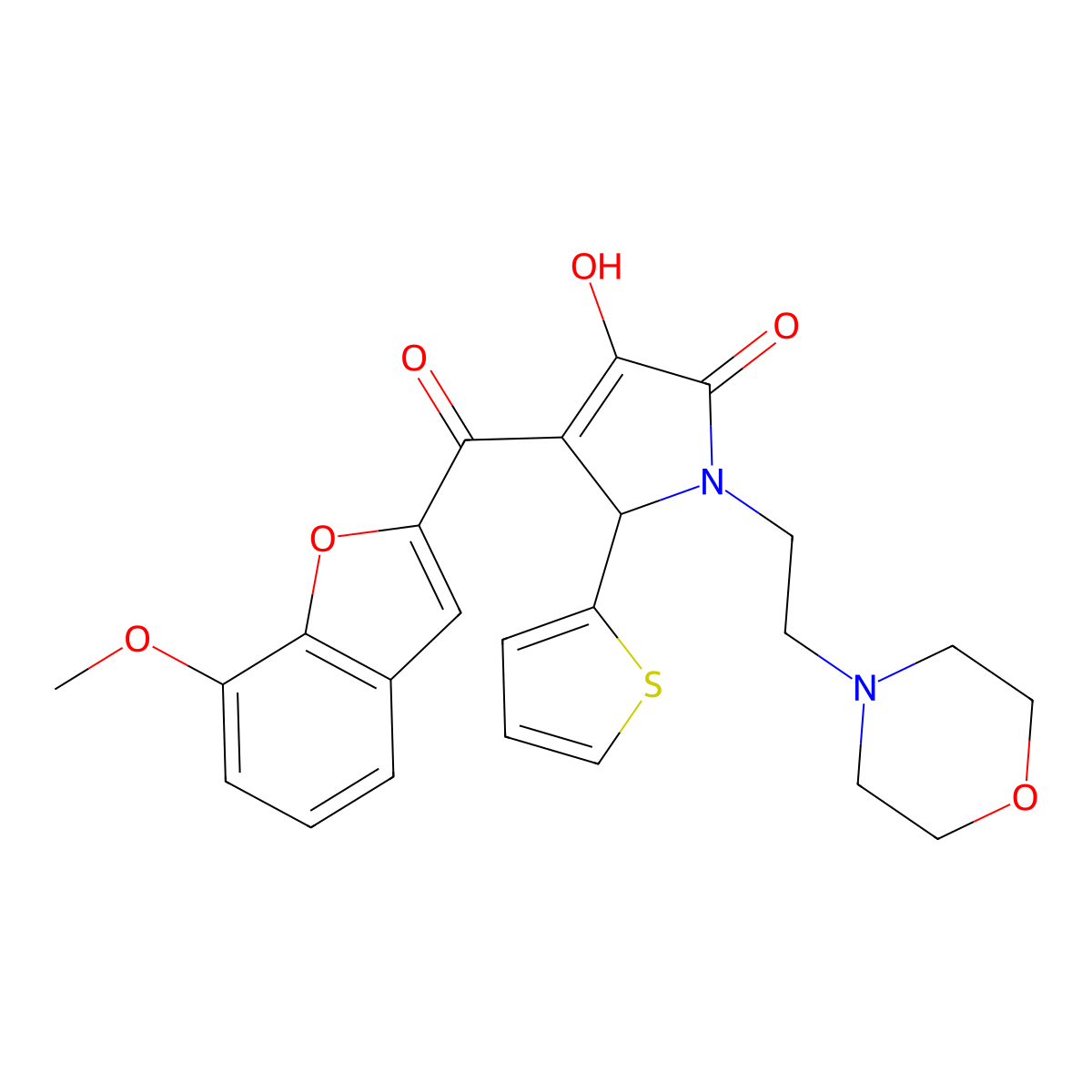 3-Hydroxy-4-[(7-methoxybenzo[d]furan-2-yl)carbonyl]-1-(2-morpholin-4-ylethyl)-5-(2-thienyl)-3-pyrrolin-2-one molecular structure, CAS 838898-10-5