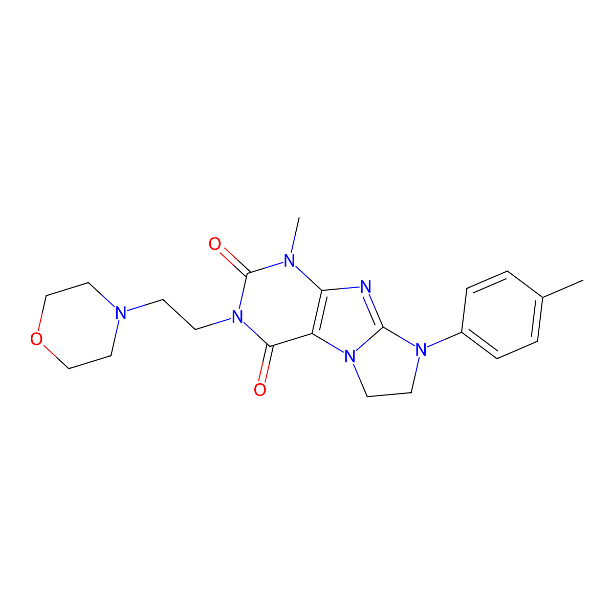 4-Methyl-6-(4-methylphenyl)-2-(2-morpholin-4-ylethyl)-7,8-dihydropurino[7,8-a]imidazole-1,3-dione molecular structure, CAS 838898-13-8