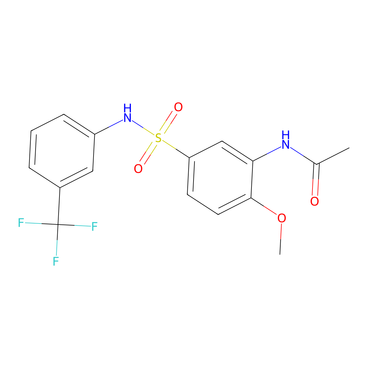 N-(2-methoxy-5-{[3-(trifluoromethyl)phenyl]sulfamoyl}phenyl)acetamide molecular structure, CAS 838898-15-0