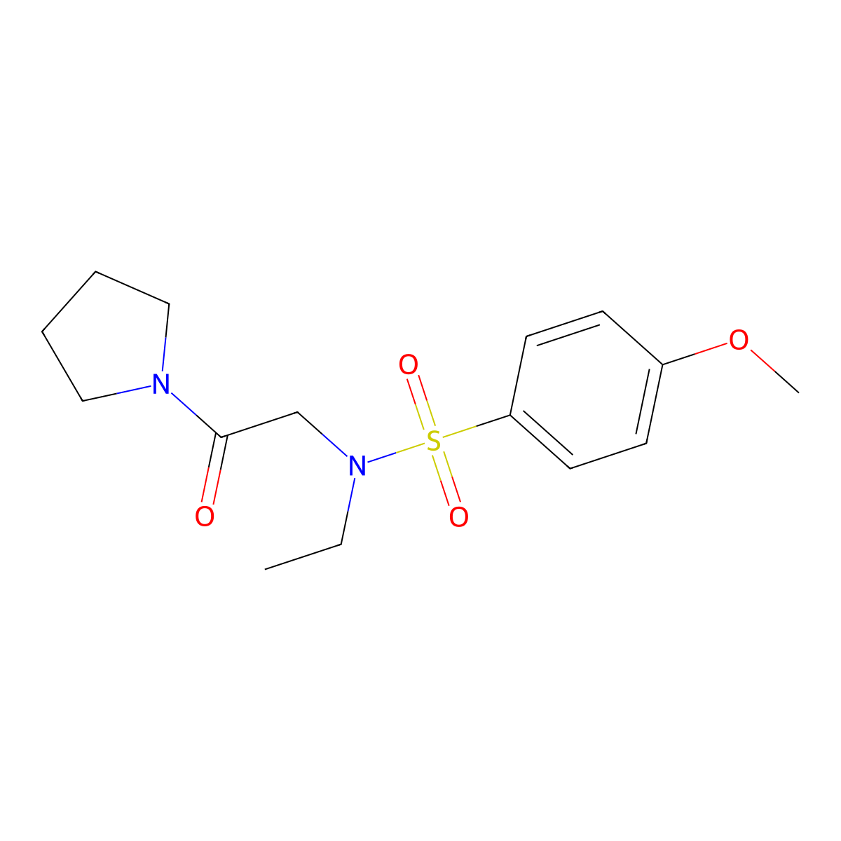 N-ethyl-4-methoxy-N-(2-oxo-2-pyrrolidin-1-ylethyl)benzenesulfonamide molecular structure, CAS 838898-20-7