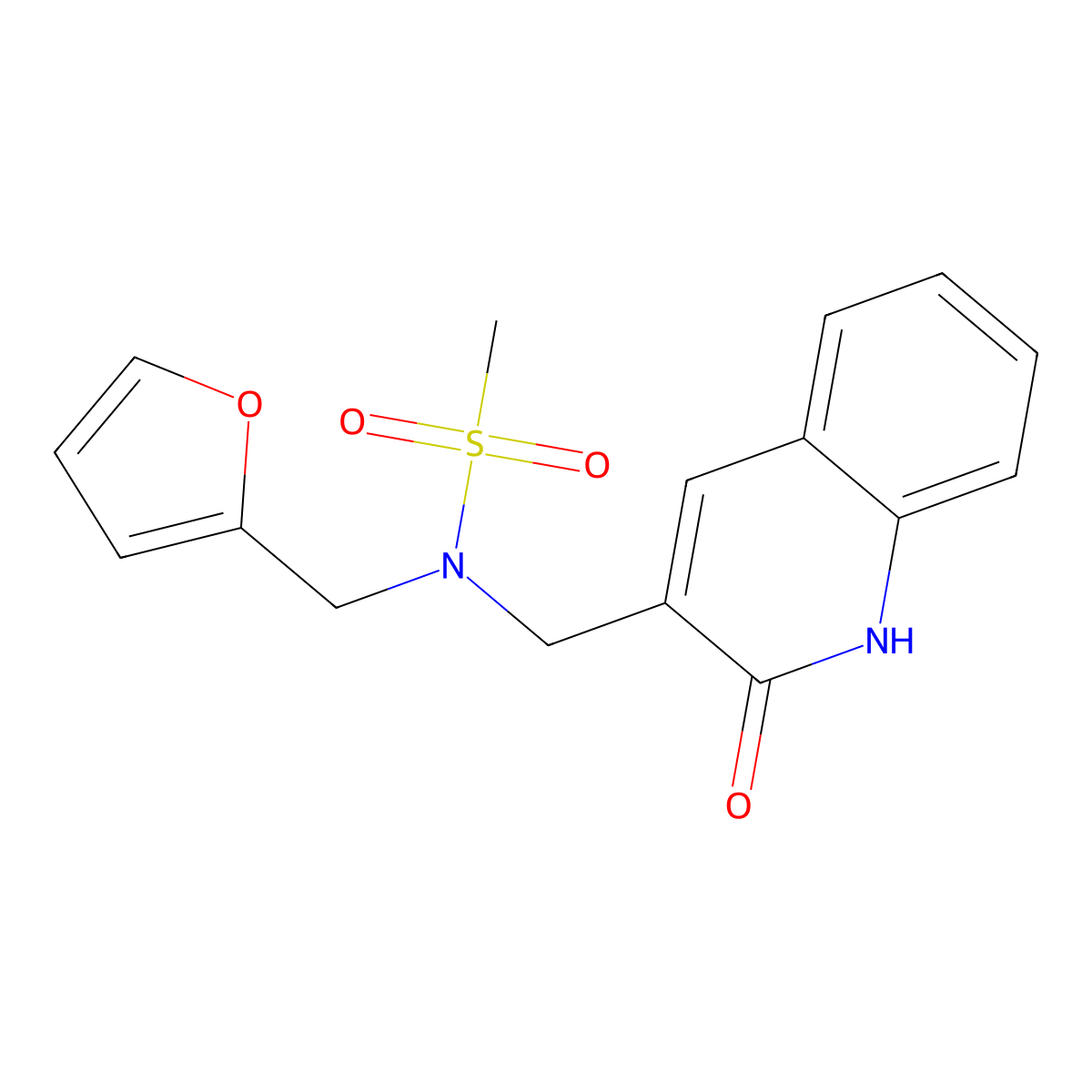 N-(furan-2-ylmethyl)-N-[(2-oxo-1H-quinolin-3-yl)methyl]methanesulfonamide molecular structure, CAS 838898-21-8