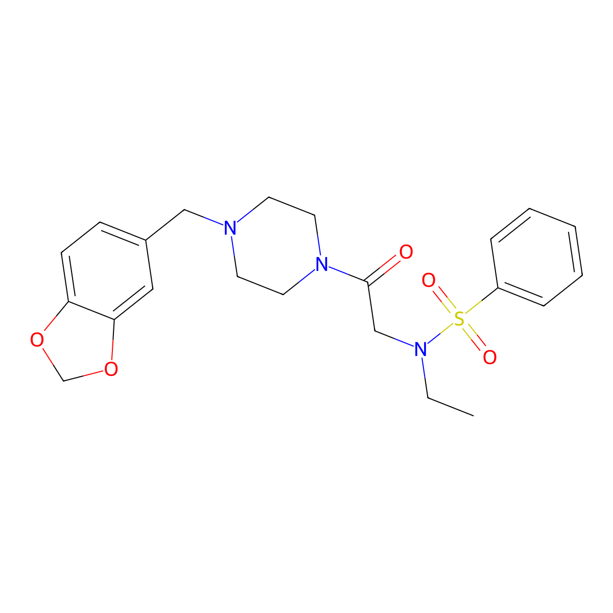 N-[2-[4-(1,3-benzodioxol-5-ylmethyl)piperazin-1-yl]-2-oxoethyl]-N-ethylbenzenesulfonamide molecular structure, CAS 838898-32-1