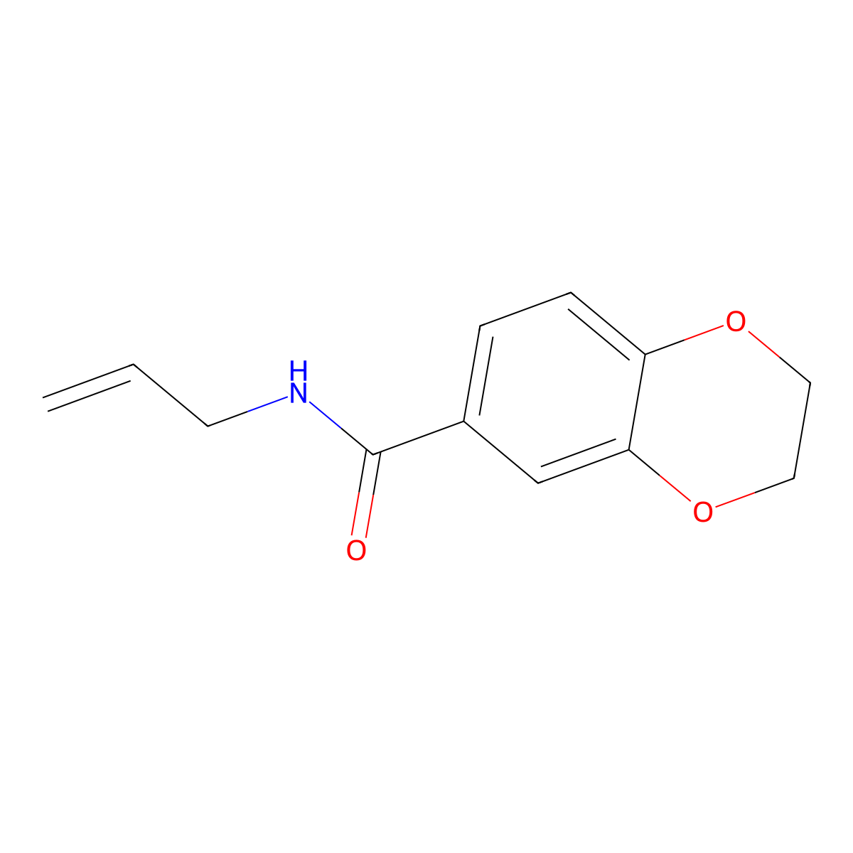 N-prop-2-enyl-2,3-dihydro-1,4-benzodioxine-6-carboxamide molecular structure, CAS 838898-33-2
