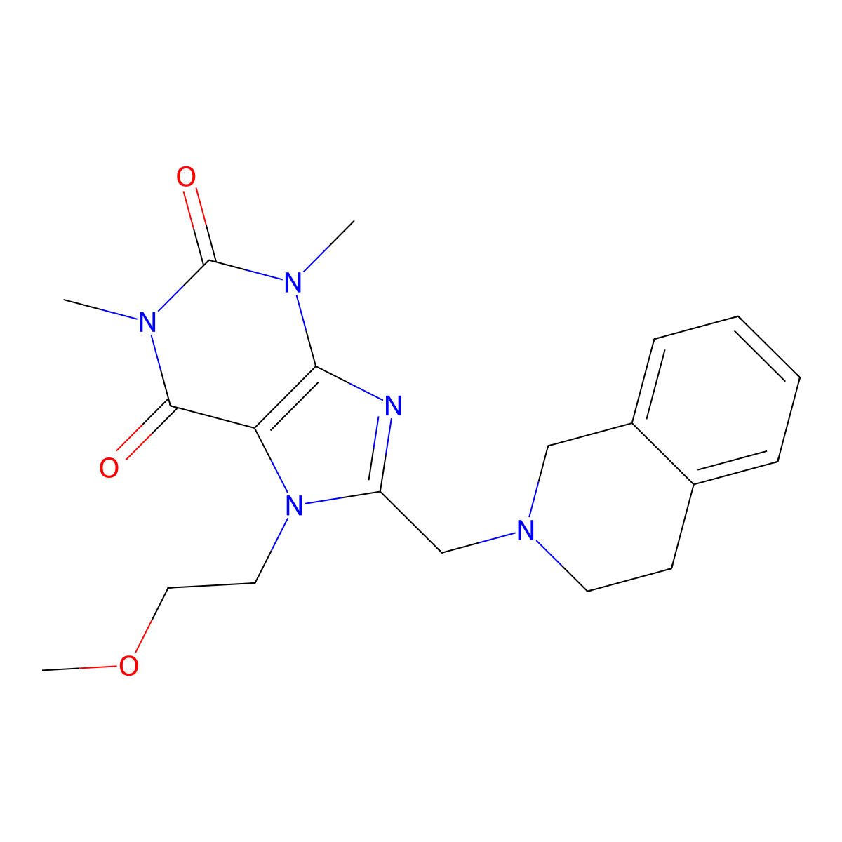 8-(3,4-dihydroisoquinolin-2(1H)-ylmethyl)-7-(2-methoxyethyl)-1,3-dimethyl-3,7-dihydro-1H-purine-2,6-dione molecular structure, CAS 838898-40-1
