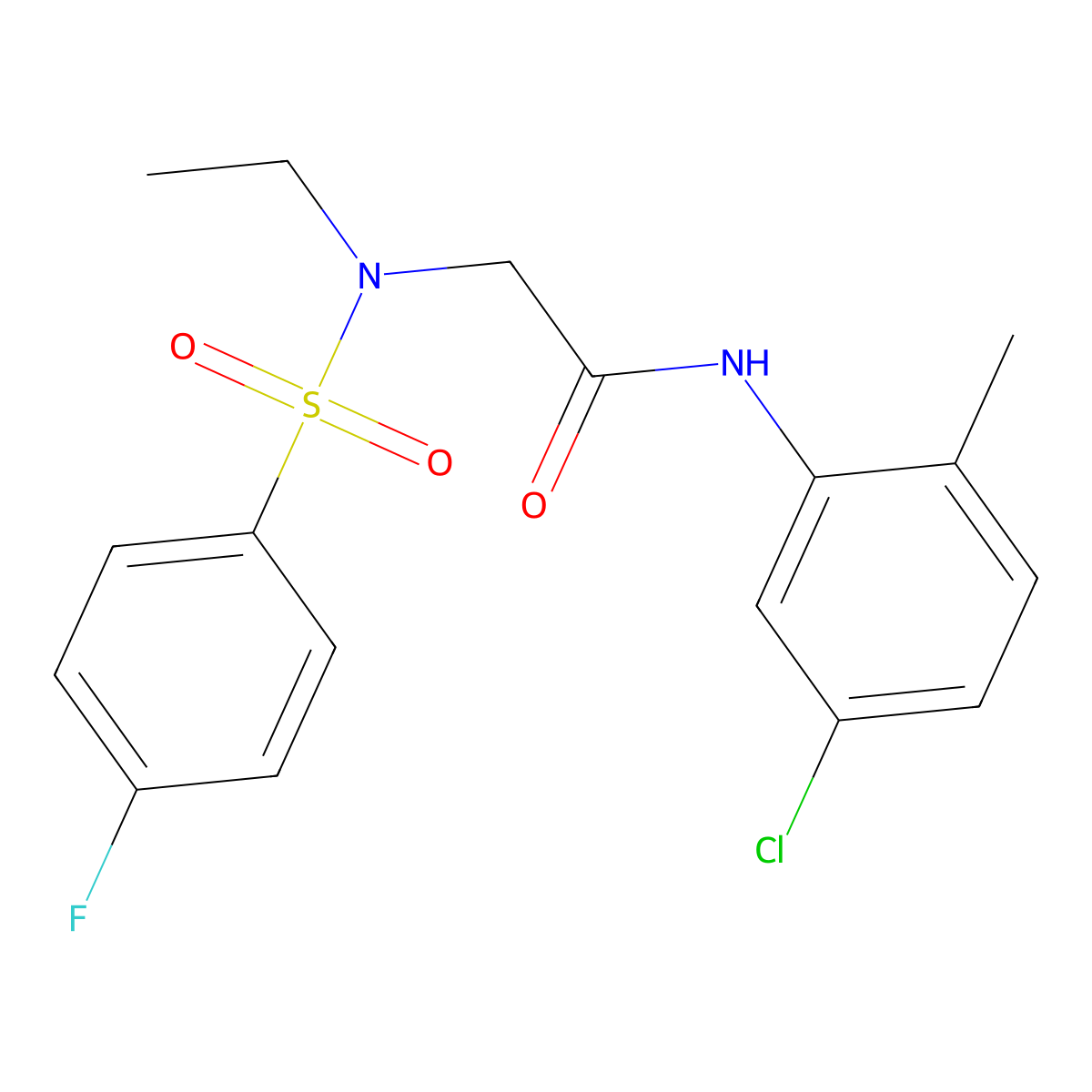 N-(5-chloro-2-methylphenyl)-2-[ethyl-(4-fluorophenyl)sulfonylamino]acetamide molecular structure, CAS 838898-52-5