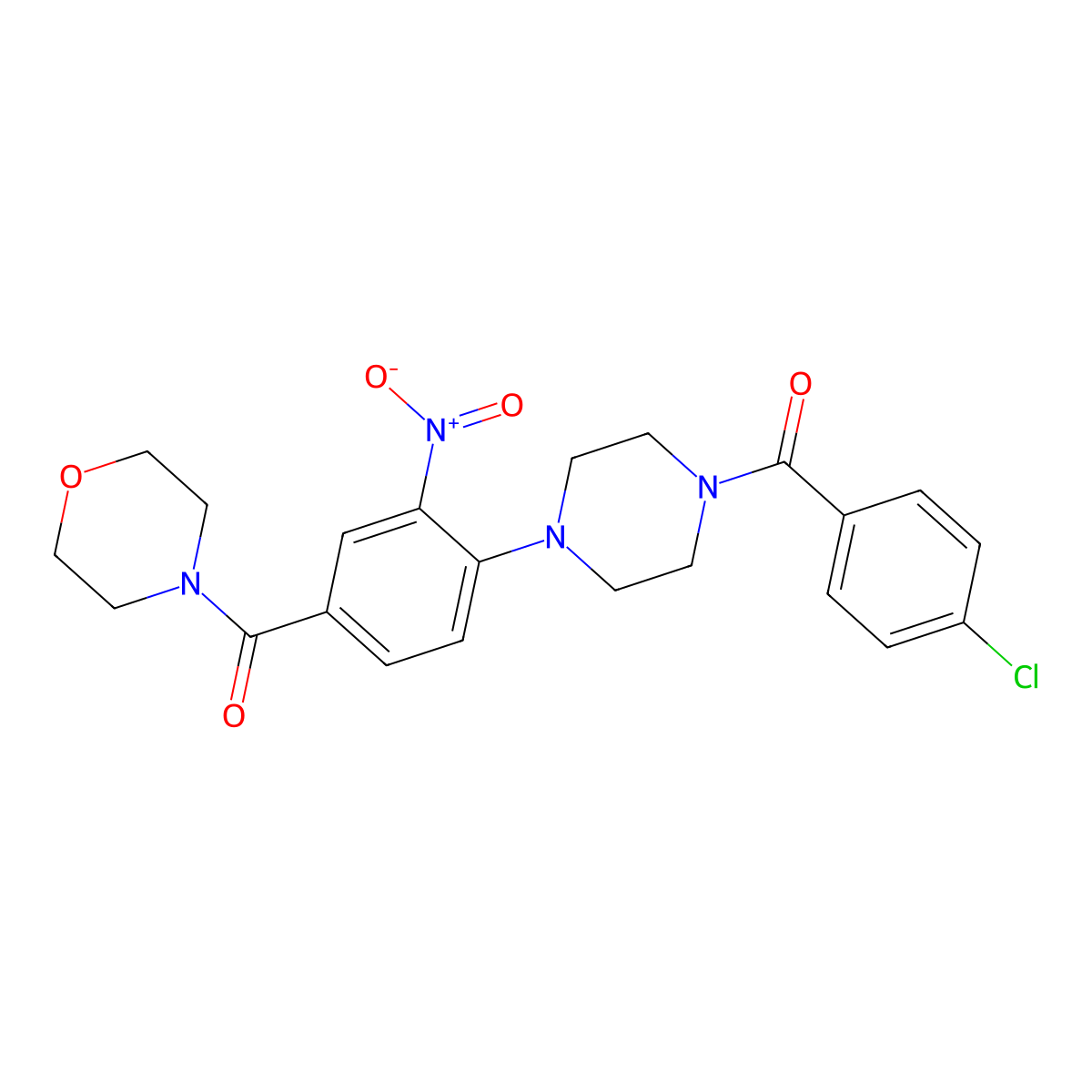(4-Chlorophenyl)-[4-[4-(morpholine-4-carbonyl)-2-nitrophenyl]piperazin-1-yl]methanone molecular structure, CAS 838898-54-7