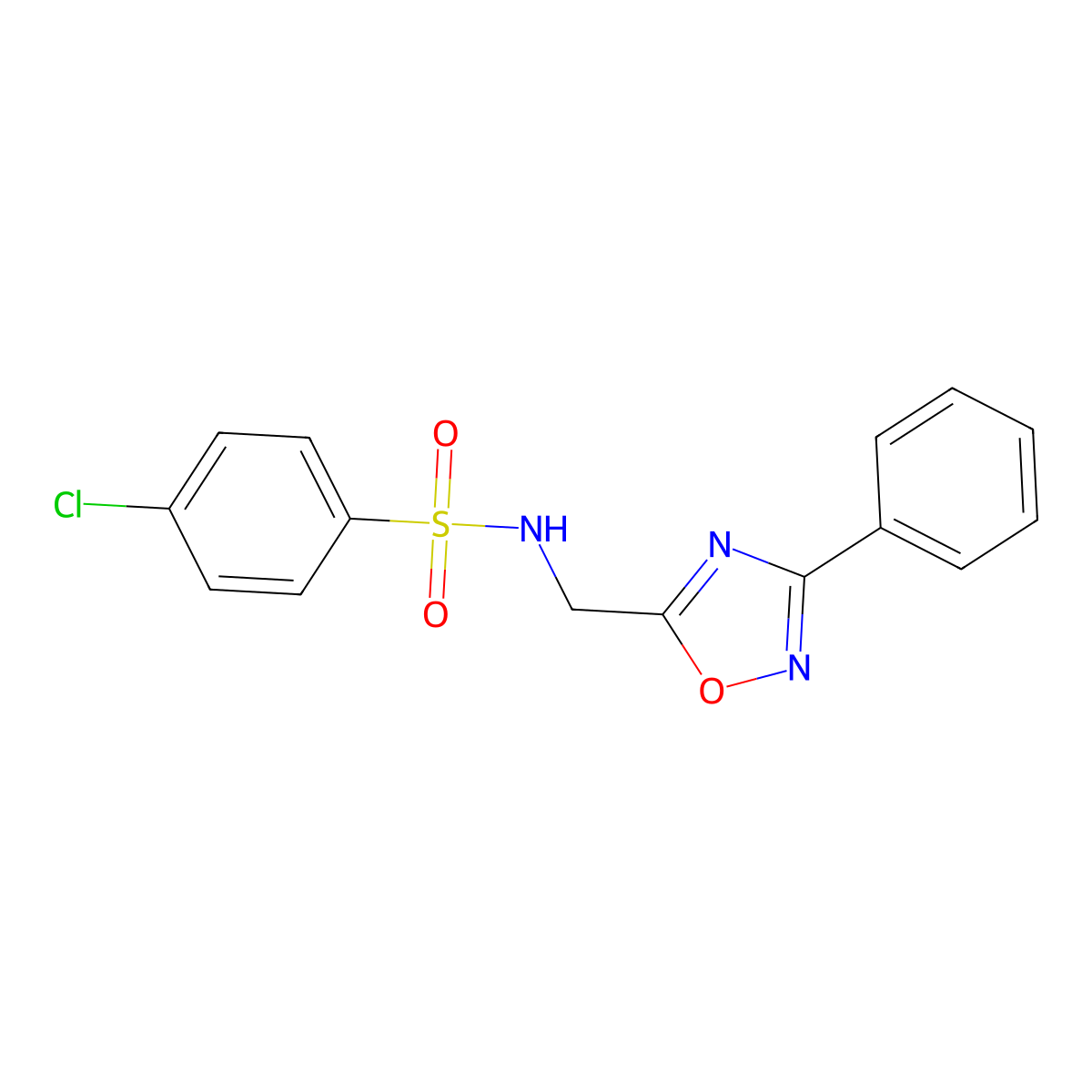 4-chloro-N-[(3-phenyl-1,2,4-oxadiazol-5-yl)methyl]benzenesulfonamide molecular structure, CAS 838898-57-0