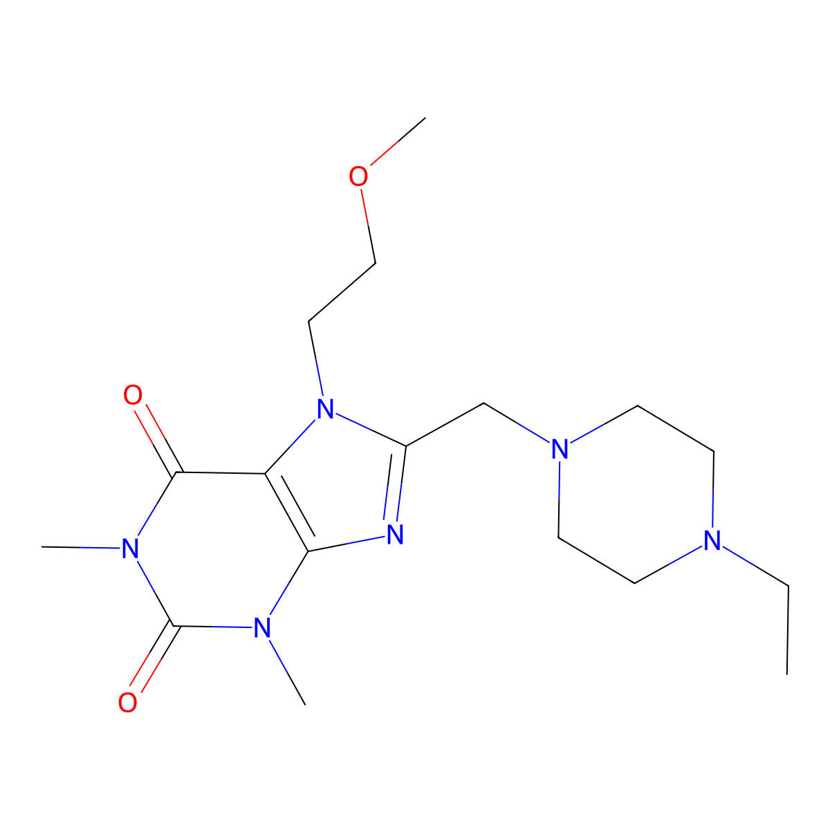8-[(4-ethylpiperazin-1-yl)methyl]-7-(2-methoxyethyl)-1,3-dimethyl-3,7-dihydro-1H-purine-2,6-dione molecular structure, CAS 838898-77-4