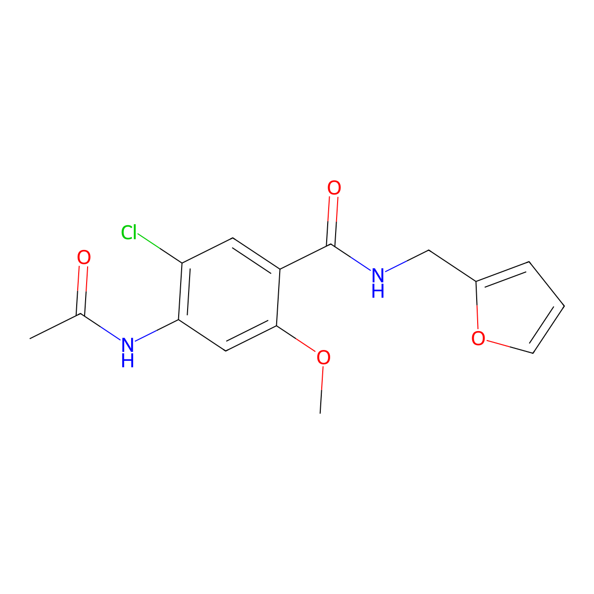 4-acetamido-5-chloro-N-(furan-2-ylmethyl)-2-methoxybenzamide molecular structure, CAS 838898-95-6