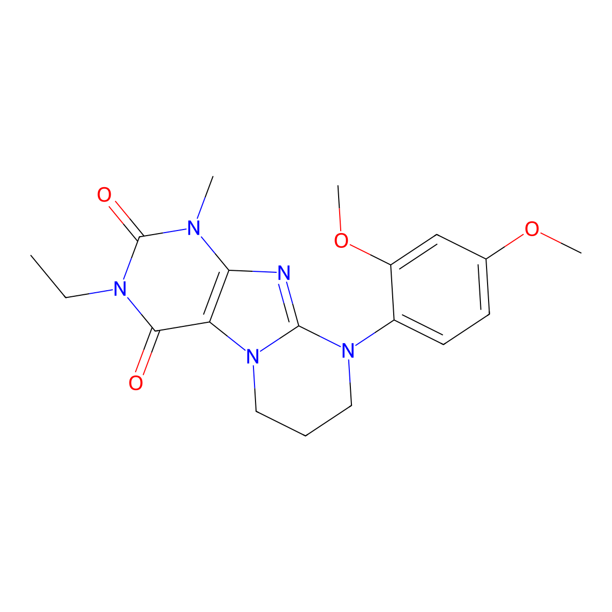 9-(2,4-dimethoxyphenyl)-3-ethyl-1-methyl-7,8-dihydro-6H-purino[7,8-a]pyrimidine-2,4-dione molecular structure, CAS 838898-96-7