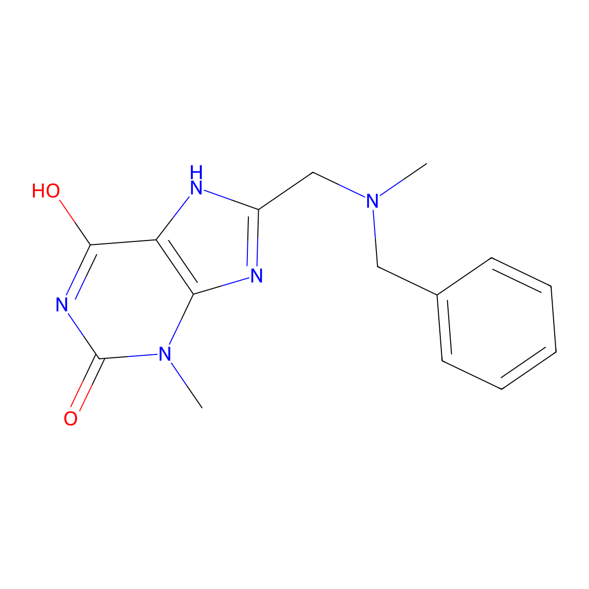 3-Methyl-8-{[methylbenzylamino]methyl}-1,3,7-trihydropurine-2,6-dione molecular structure, CAS 838898-97-8