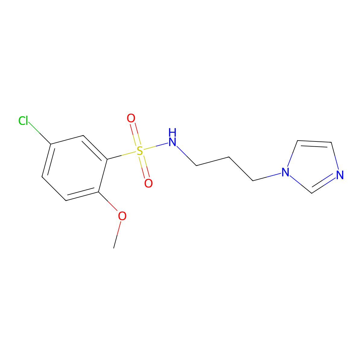 5-chloro-N-(3-imidazol-1-ylpropyl)-2-methoxybenzenesulfonamide molecular structure, CAS 838899-09-5